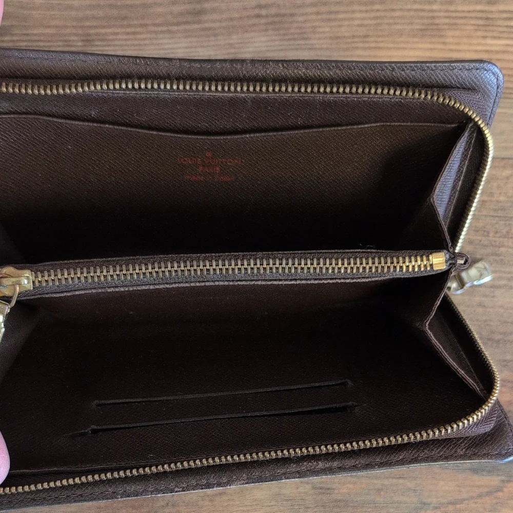 Louis Vuitton Rich Brown Damier Ebene Leather Zippy Long Wallet